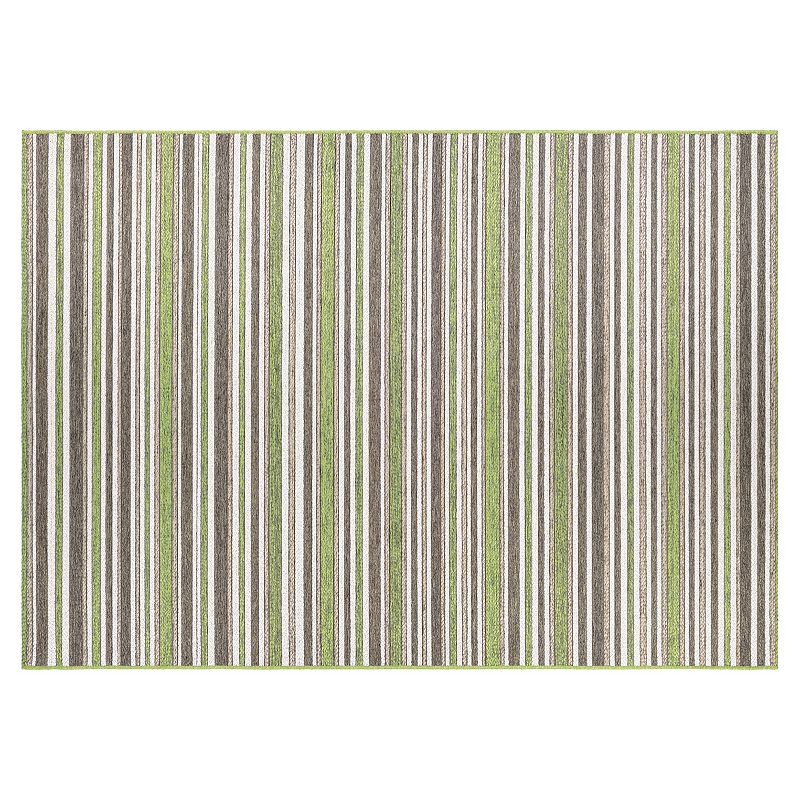 Couristan Cape Brockton Striped Indoor Outdoor Rug, Green, 2X11 Ft