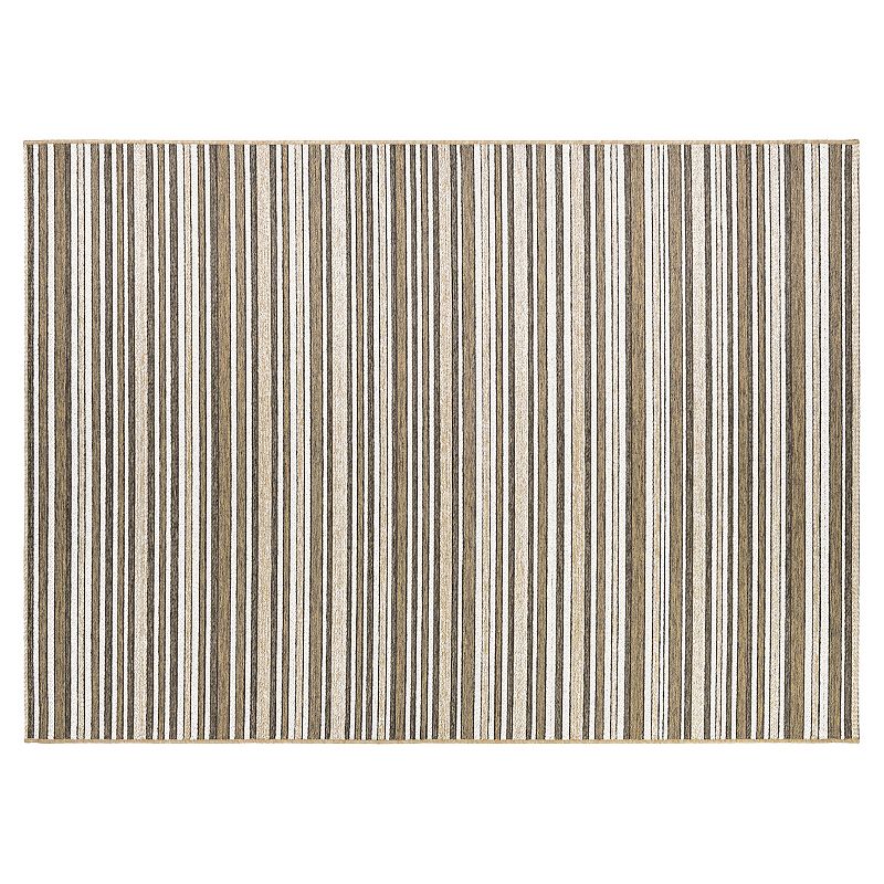 Couristan Cape Brockton Striped Indoor Outdoor Rug, Brown, 8X11 Ft