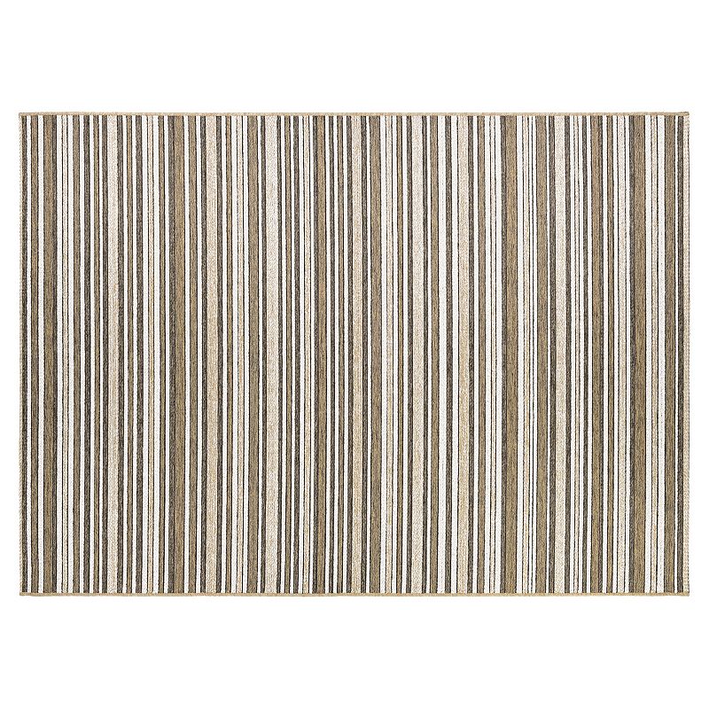 Couristan Cape Brockton Striped Indoor Outdoor Rug, Brown, 8X11 Ft