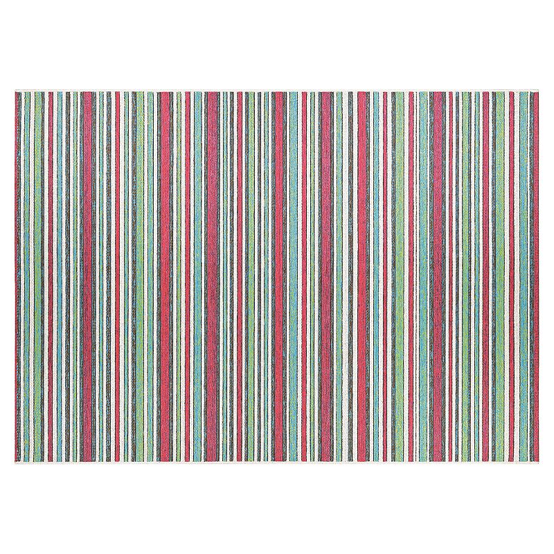 Couristan Cape Brockton Striped Indoor Outdoor Rug, Purple, 8X11 Ft