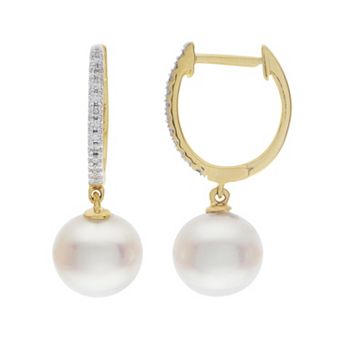 PearLustre by Imperial 14k Gold Freshwater Cultured Pearl & Diamond Accent Drop Earrings
