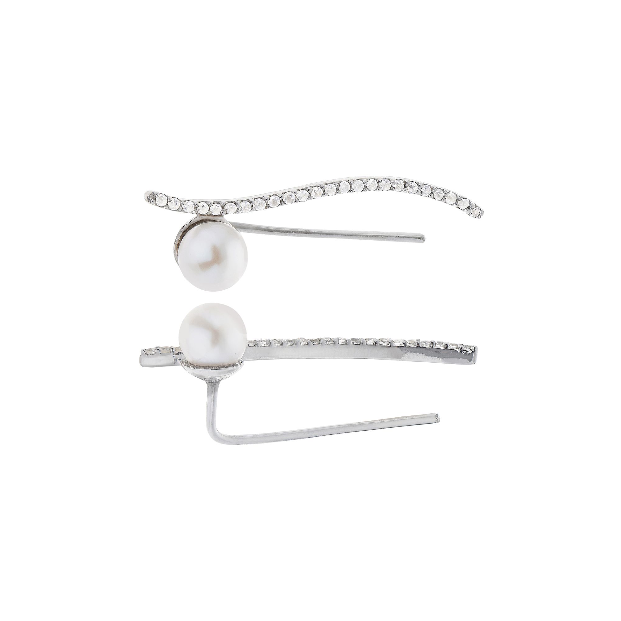 PearLustre by Imperial Sterling Silver Freshwater Cultured Pearl Ear Climbe
