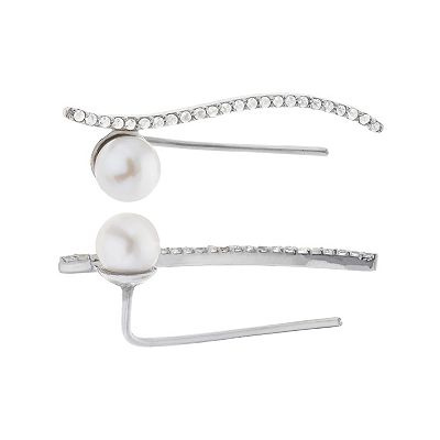 PearLustre by Imperial Sterling Silver Freshwater Cultured Pearl Ear Climber Earrings