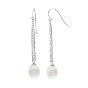 PearLustre by Imperial Sterling Silver Freshwater Cultured Pearl Linear Drop Earrings