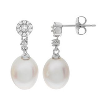 PearLustre by Imperial Sterling Silver Freshwater Cultured Pearl Drop Earrings