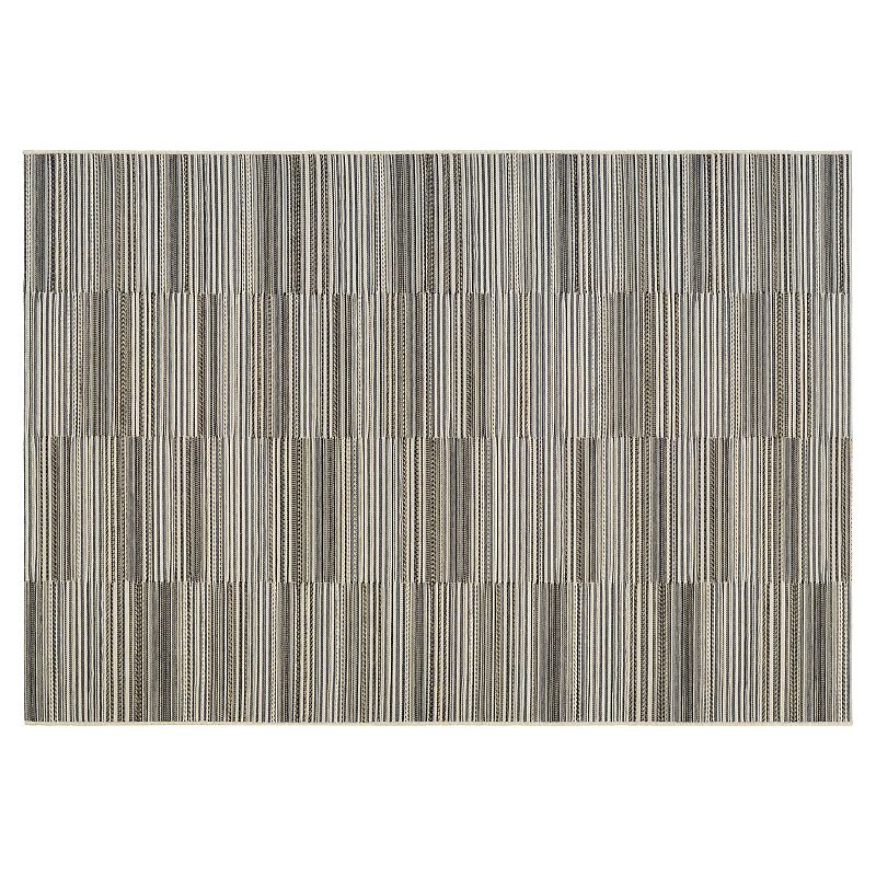 Couristan Cape Hyannis Striped Indoor Outdoor Rug, Black, 6.5X9.5 Ft