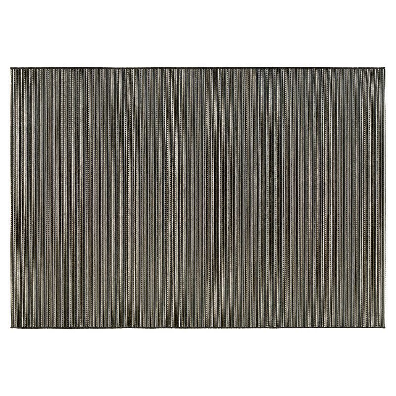 Couristan Cape Harwich Striped Indoor Outdoor Rug, Black, 8X11 Ft