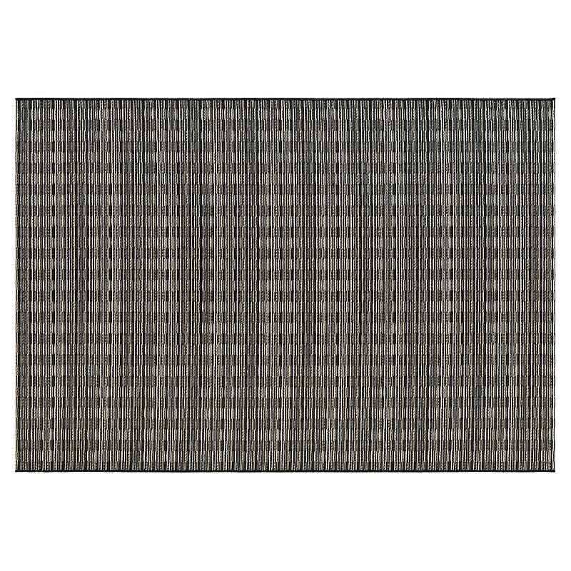 Couristan Cape Barnstable Geometric Indoor Outdoor Rug, Black, 8X11 Ft