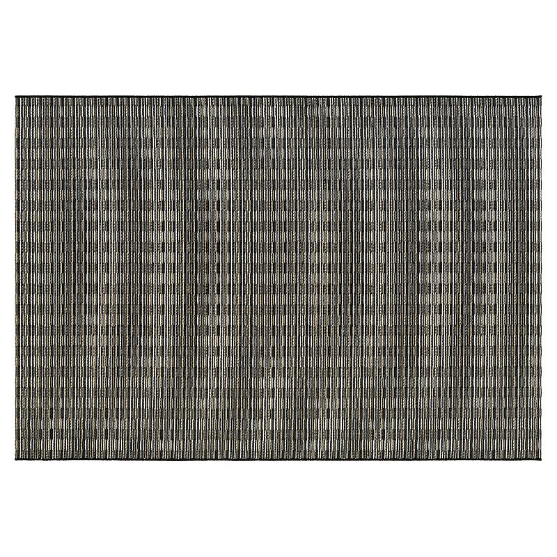 Couristan Cape Barnstable Geometric Indoor Outdoor Rug, Black, 8X11 Ft