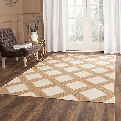 Safavieh Dhurries Diamond Stripe Handwoven Flatweave Wool Rug