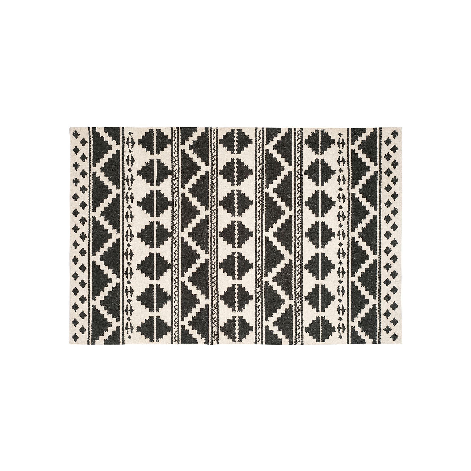 Safavieh Dhurries Tribal Stripe Handwoven Flatweave Wool Rug, Navy Ivory