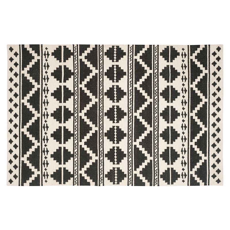 Safavieh Dhurries Tribal Stripe Handwoven Flatweave Wool Rug, Blue, 8X10 Ft