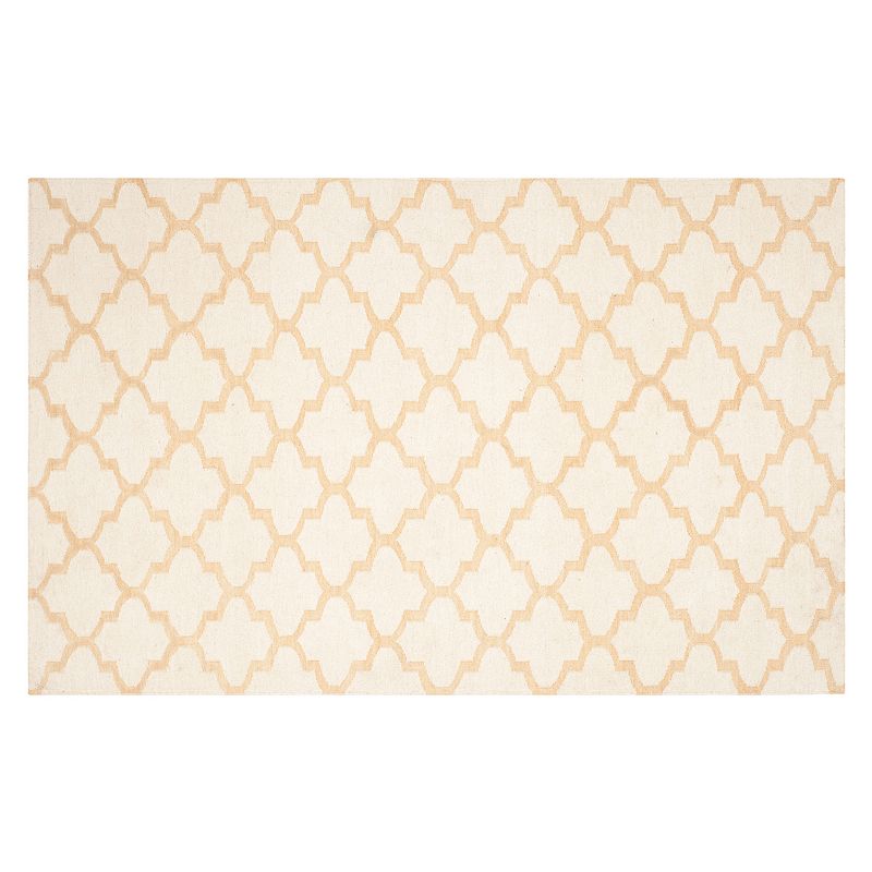 Safavieh Dhurries Medallion Handwoven Flatweave Wool Rug, White, 5X8 Ft