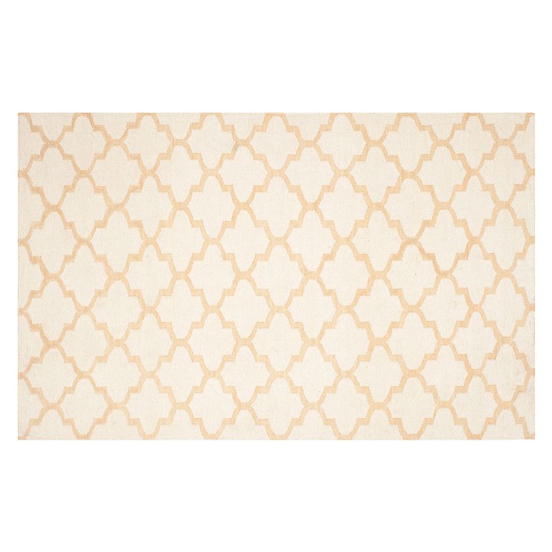 Safavieh Dhurries Medallion Handwoven Flatweave Wool Rug, White, 5X8 Ft