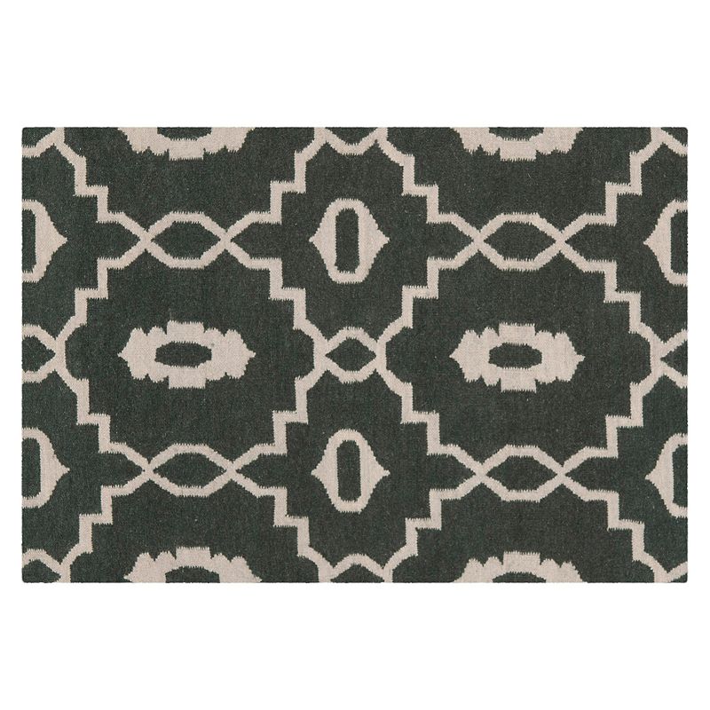 Safavieh Dhurries Jagged Circle Handwoven Flatweave Wool Rug, Med Brown, 8X10 Ft