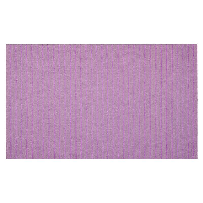 Safavieh Dhurries Thin Stripe Handwoven Flatweave Wool Rug, Lt Purple, 5X8 Ft
