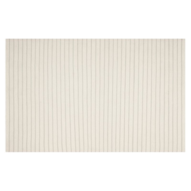 Safavieh Dhurries Thin Stripe Handwoven Flatweave Wool Rug, White, 4X6 Ft