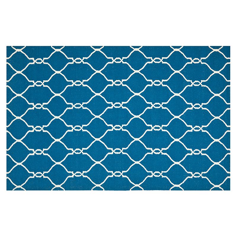 Safavieh Dhurries Interlaced Handwoven Flatweave Wool Rug, Blue, 8X10 Ft