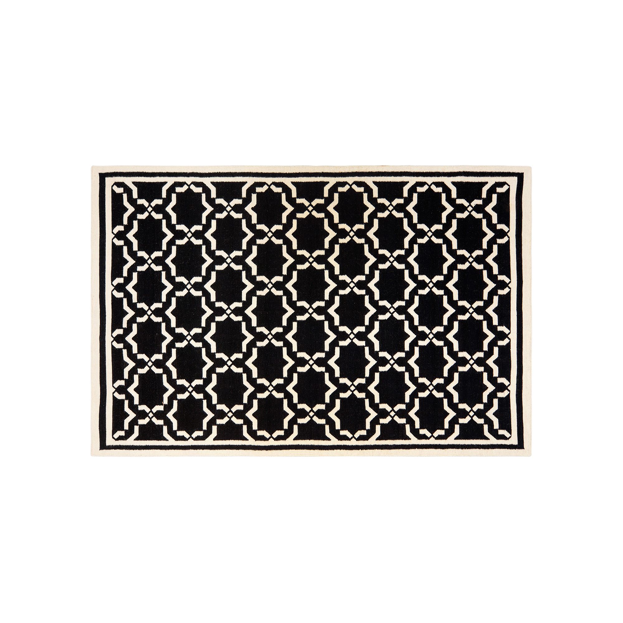 Safavieh Dhurries Star Handwoven Flatweave Wool Rug, Black Ivory