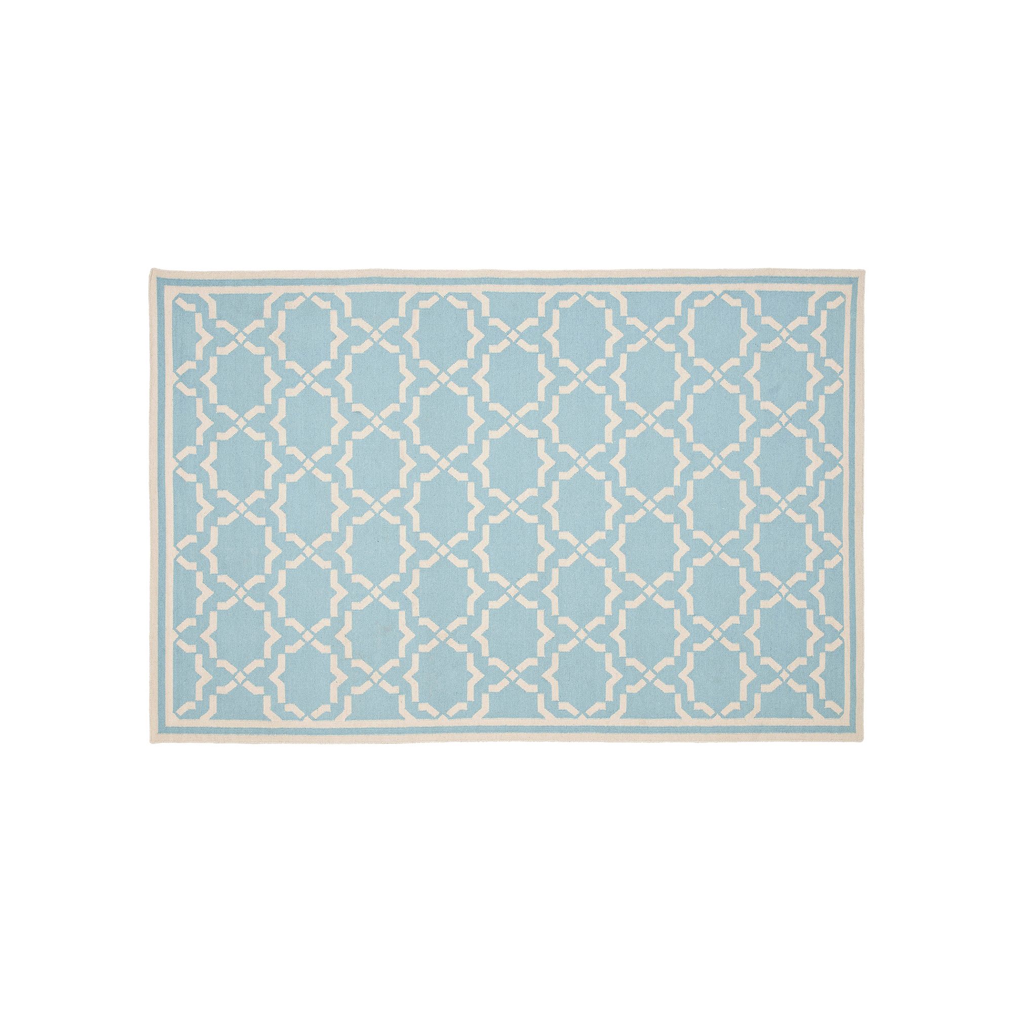 Safavieh Dhurries Star Handwoven Flatweave Wool Rug, Light Blue Ivory