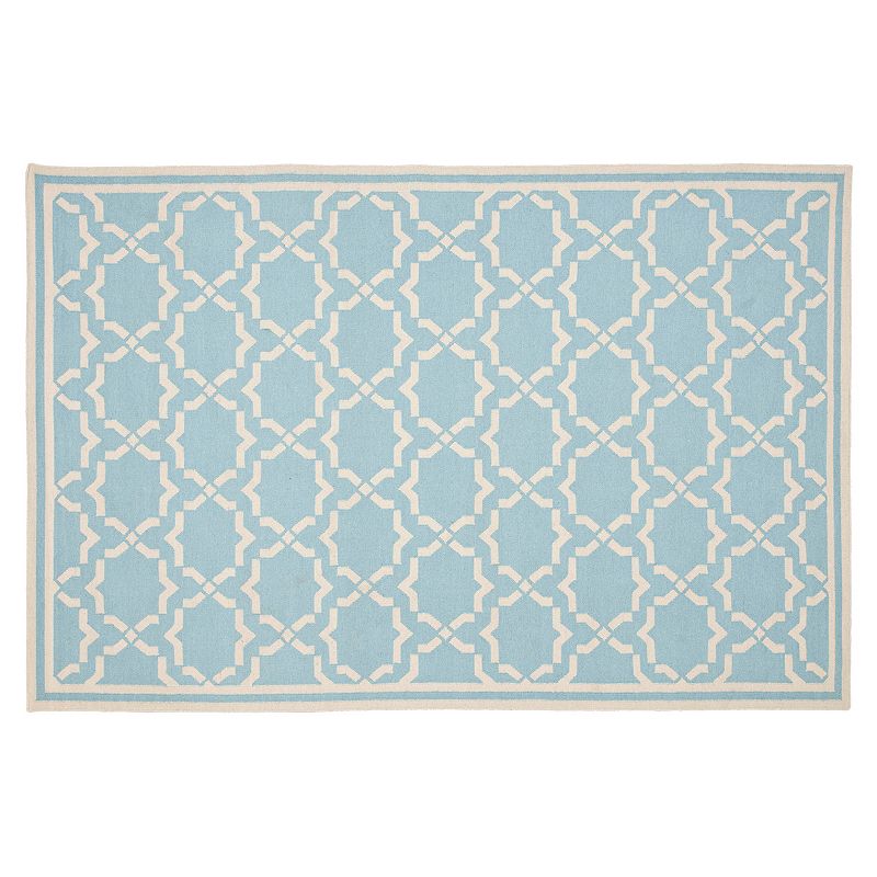 Safavieh Dhurries Star Handwoven Flatweave Wool Rug, Light Blue, 8X10 Ft