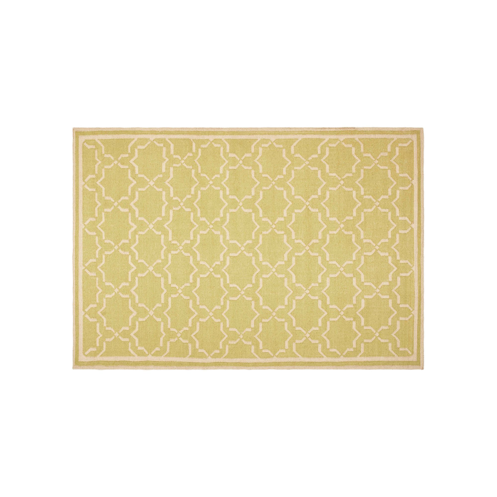 Safavieh Dhurries Star Handwoven Flatweave Wool Rug, Light Green Ivory