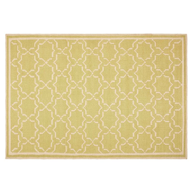 Safavieh Dhurries Star Handwoven Flatweave Wool Rug, Lt Green, 6X9 Ft