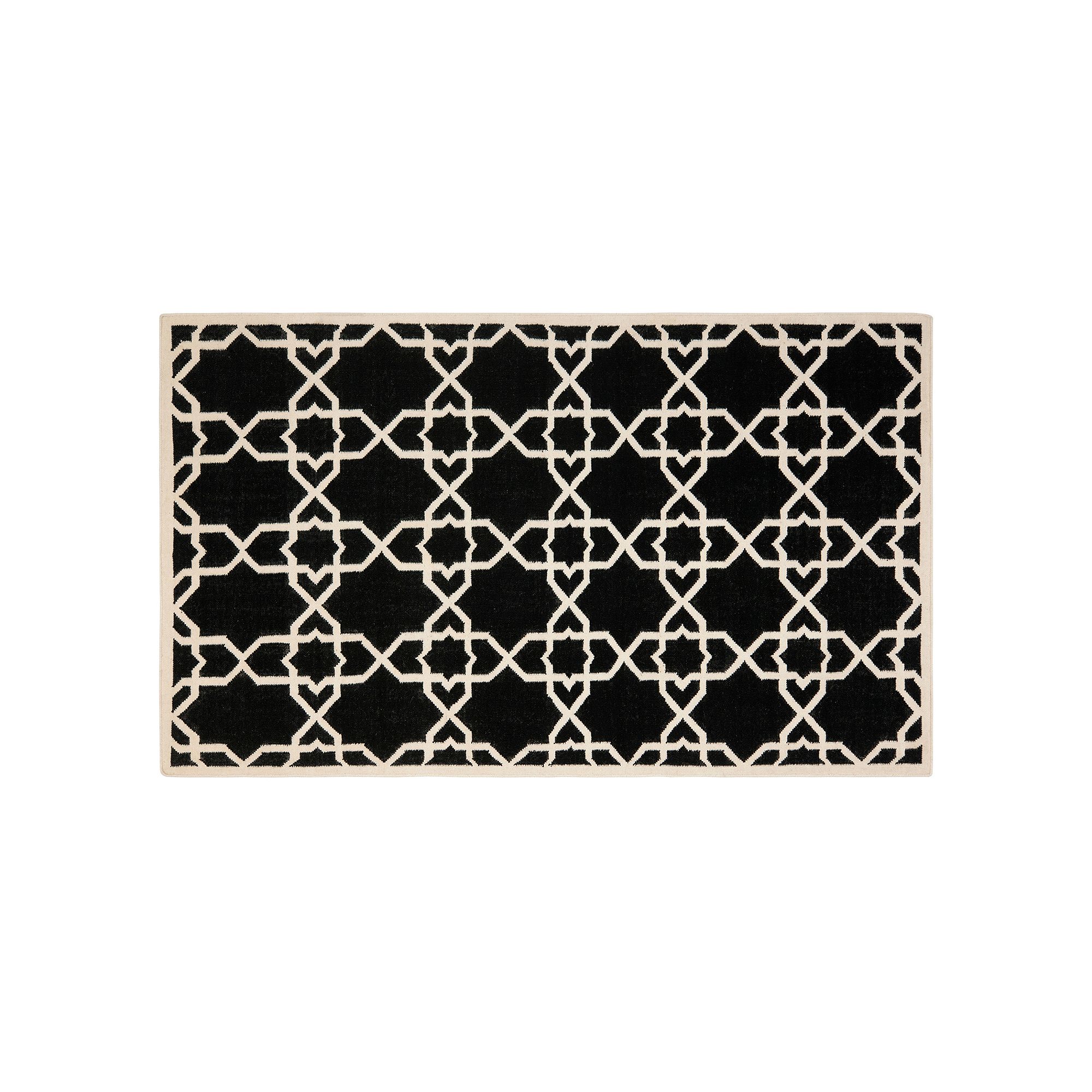Safavieh Dhurries Lattice Quatrefoil Handwoven Flatweave Wool Rug, Black