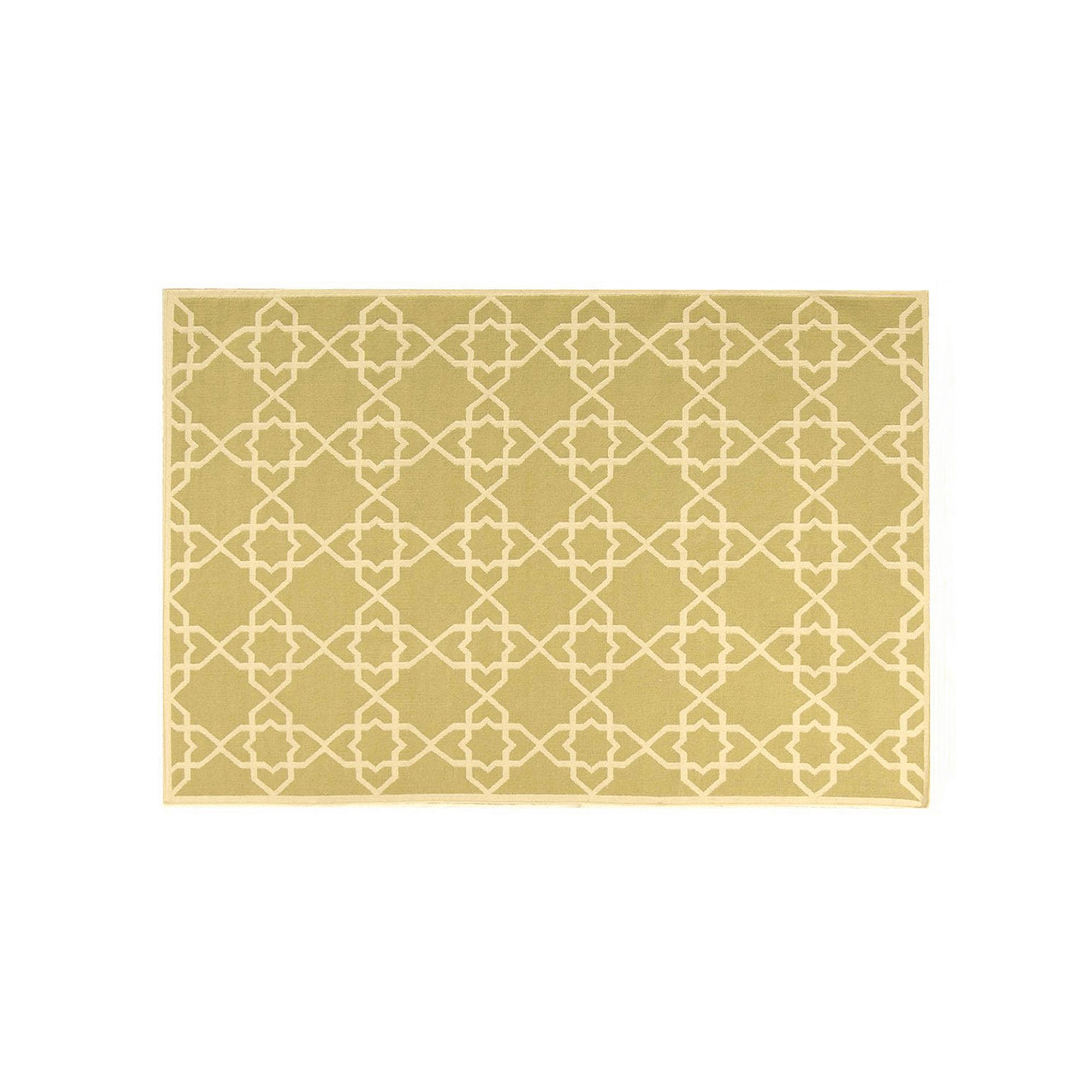 Safavieh Dhurries Lattice Quatrefoil Handwoven Flatweave Wool Rug, Olive Iv