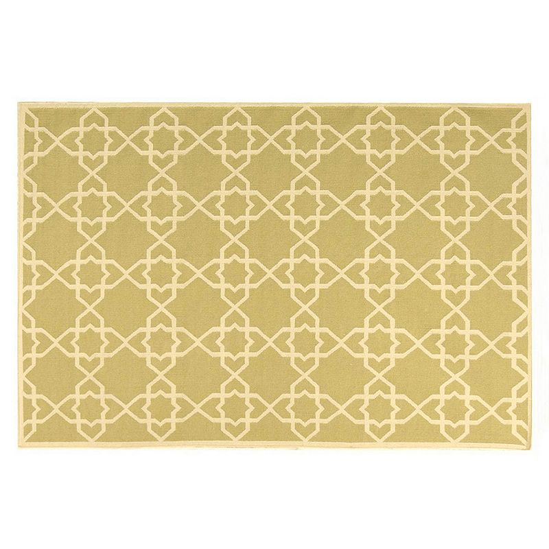 Safavieh Dhurries Quatrefoil Handwoven Flatweave Wool Rug, Lt Green, 2.5X12