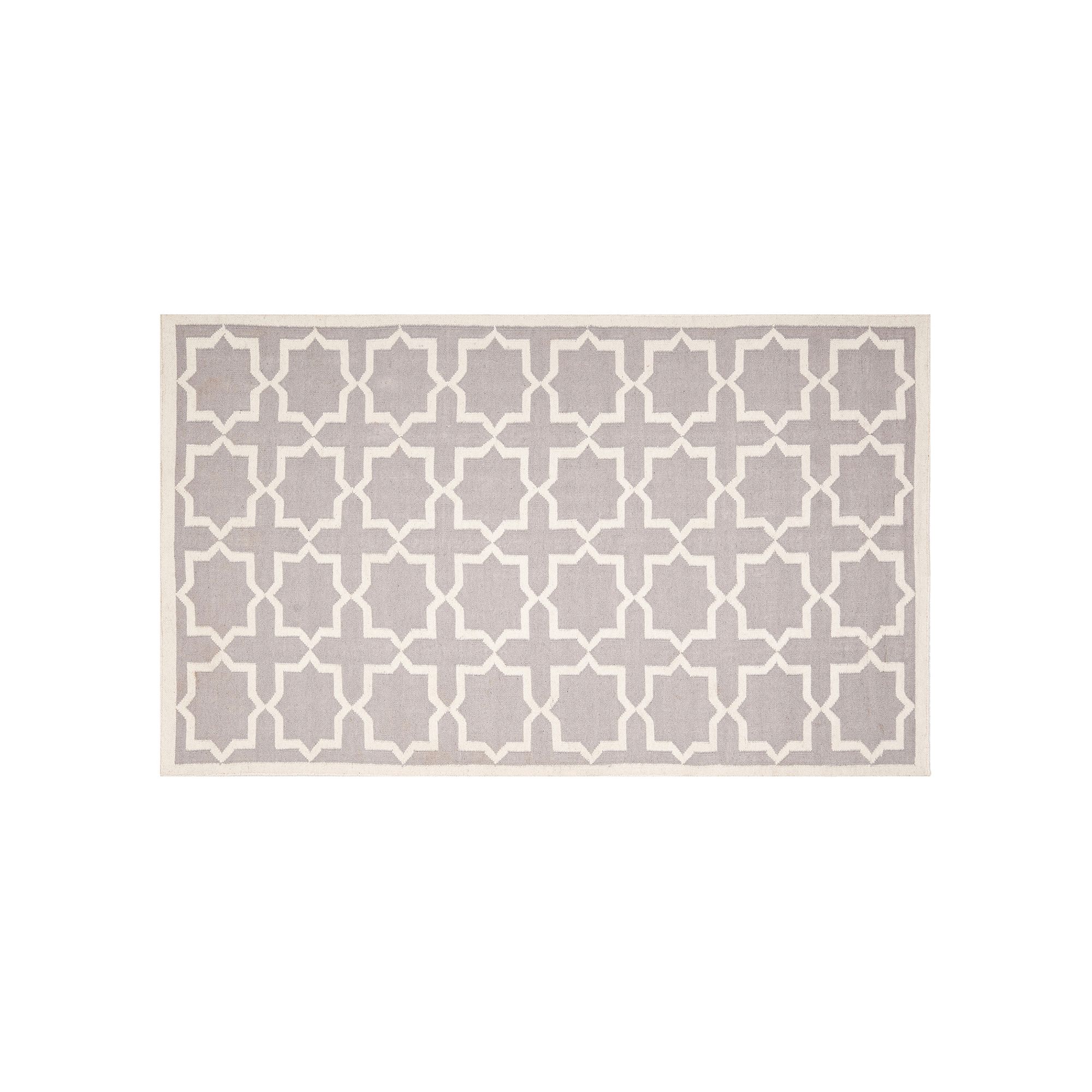 Safavieh Dhurries Barbed Quatrefoil Handwoven Flatweave Wool Rug, Gray Ivor