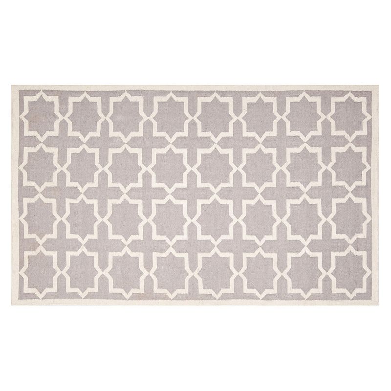 Safavieh Dhurries Quatrefoil Handwoven Flatweave Wool Rug, Grey, 6FT Sq