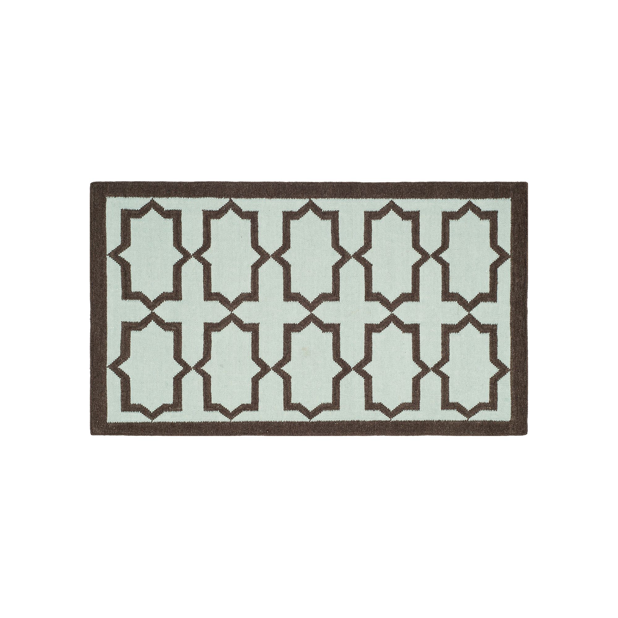 Safavieh Dhurries Barbed Quatrefoil Handwoven Flatweave Wool Rug, Light Blu