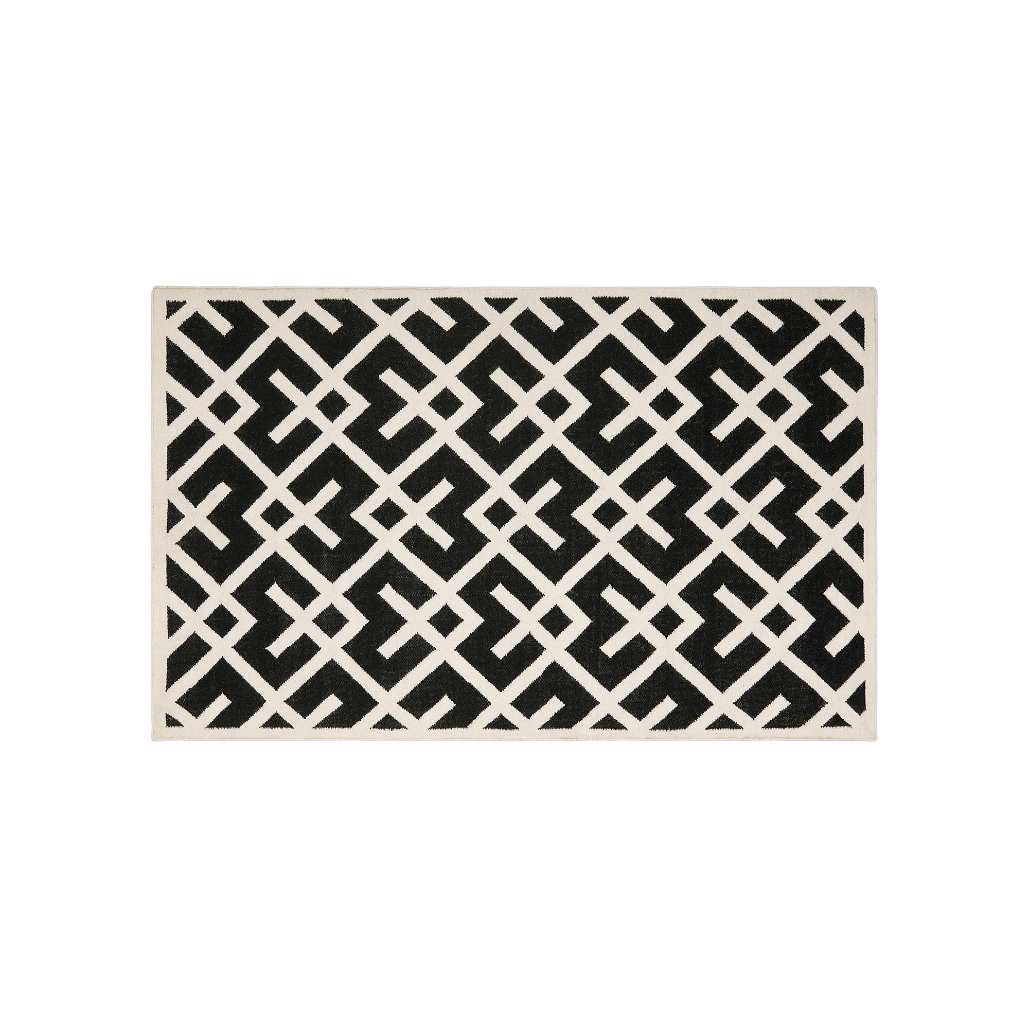 Safavieh Dhurries Broken Lattice Handwoven Flatweave Wool Rug, Black Ivory