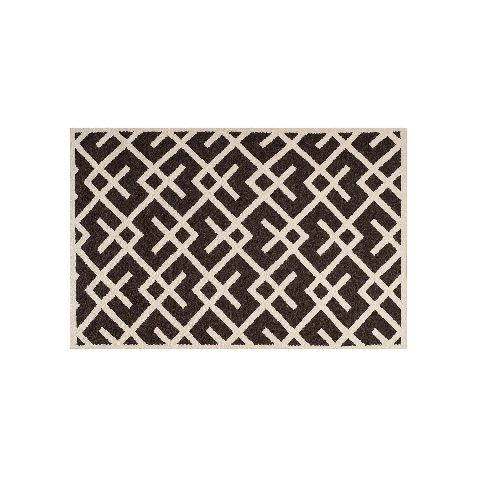 Safavieh Dhurries Broken Lattice Handwoven Flatweave Wool Rug, Brown Ivory