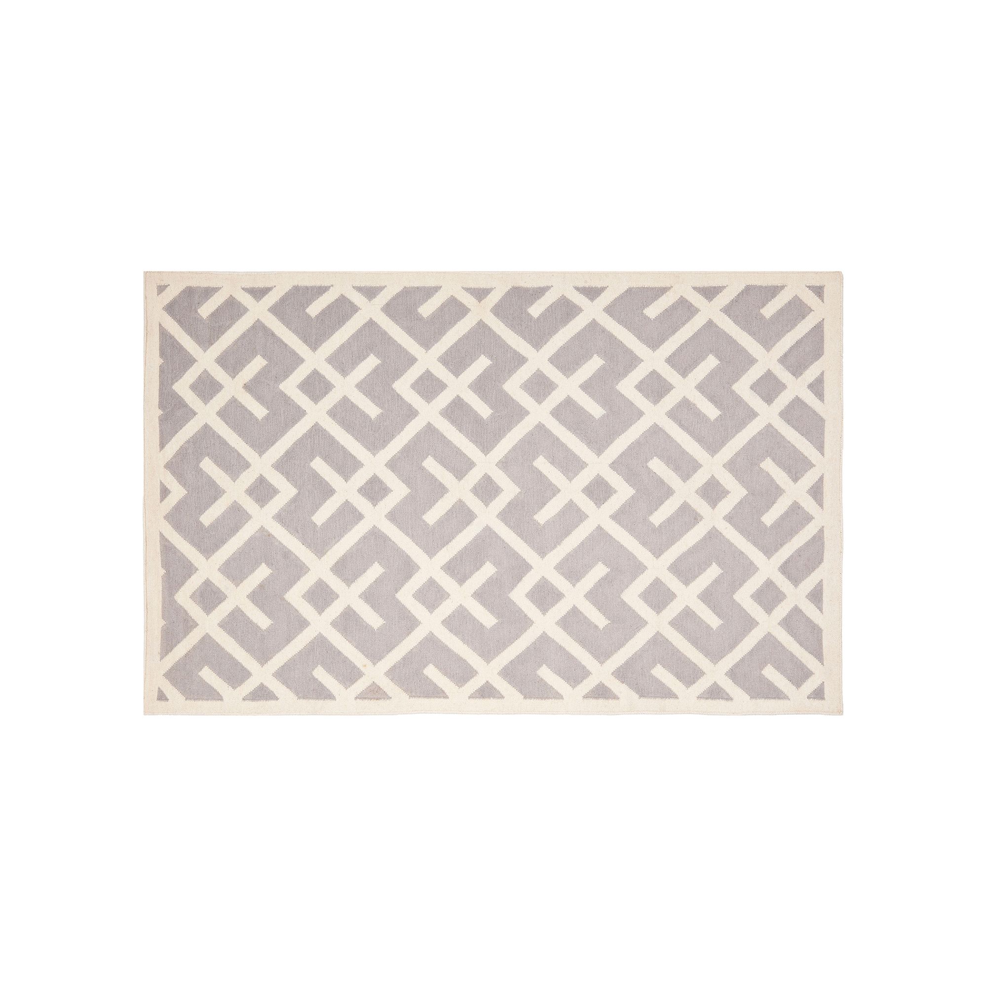 Safavieh Dhurries Broken Lattice Handwoven Flatweave Wool Rug, Gray Ivory