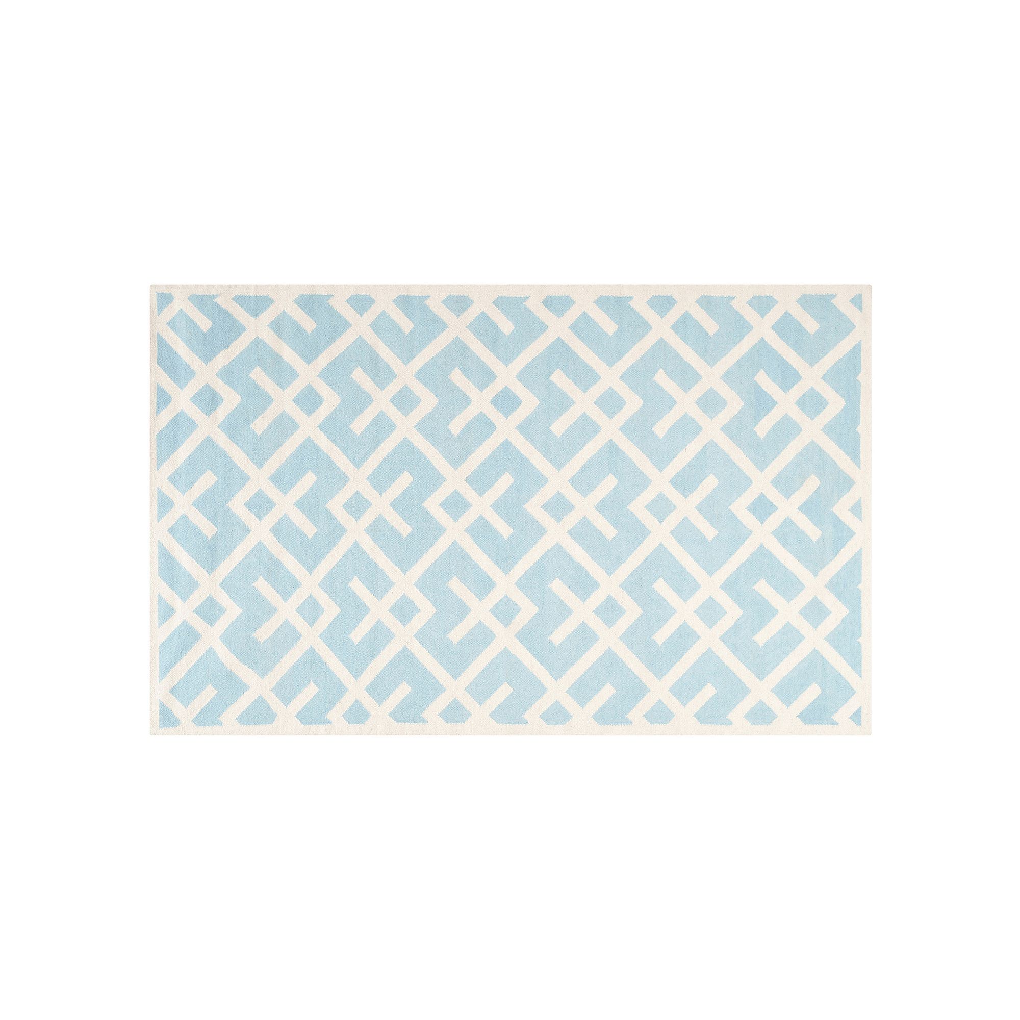 Safavieh Dhurries Broken Lattice Handwoven Flatweave Wool Rug, Light Blue I