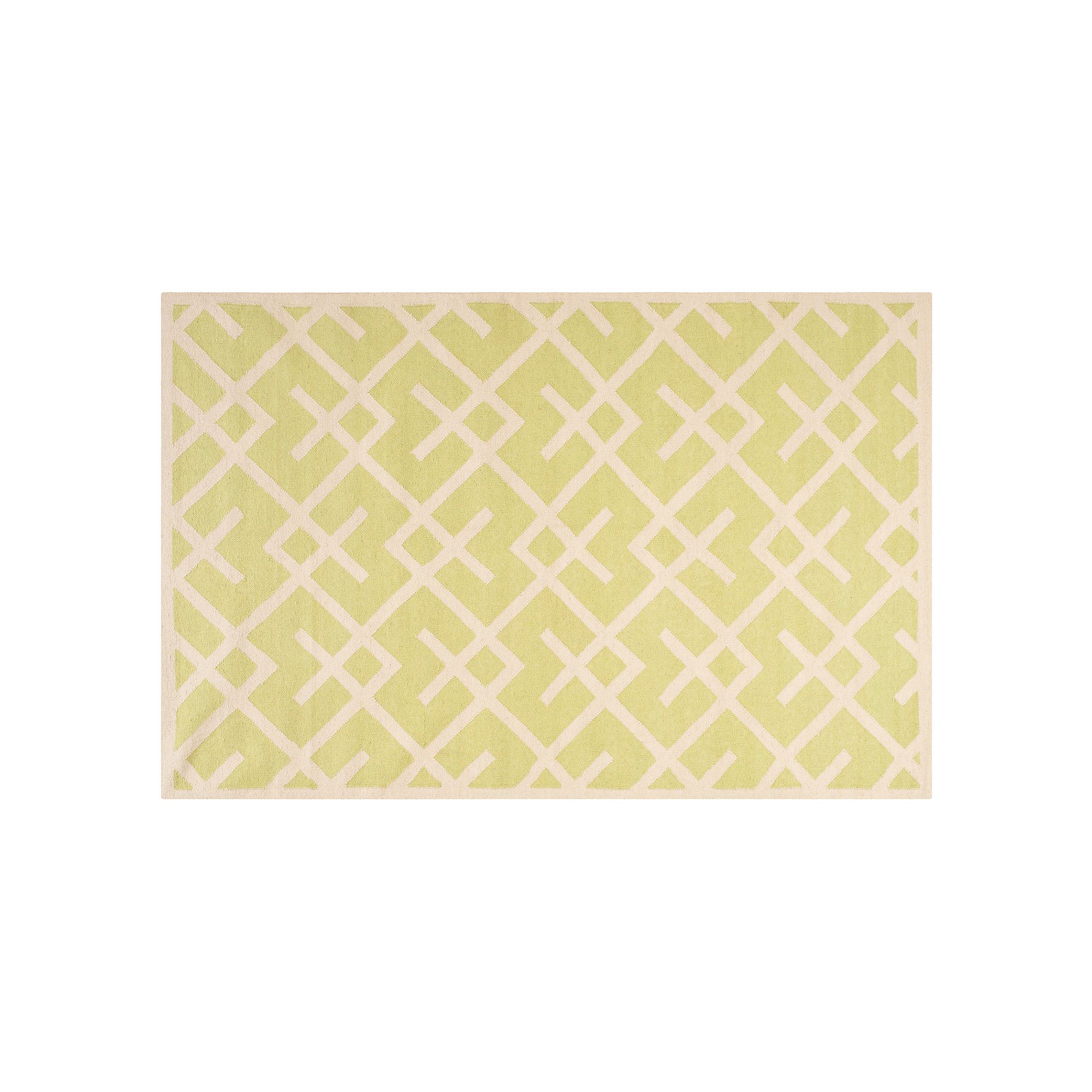 Safavieh Dhurries Broken Lattice Handwoven Flatweave Wool Rug, Light Green 