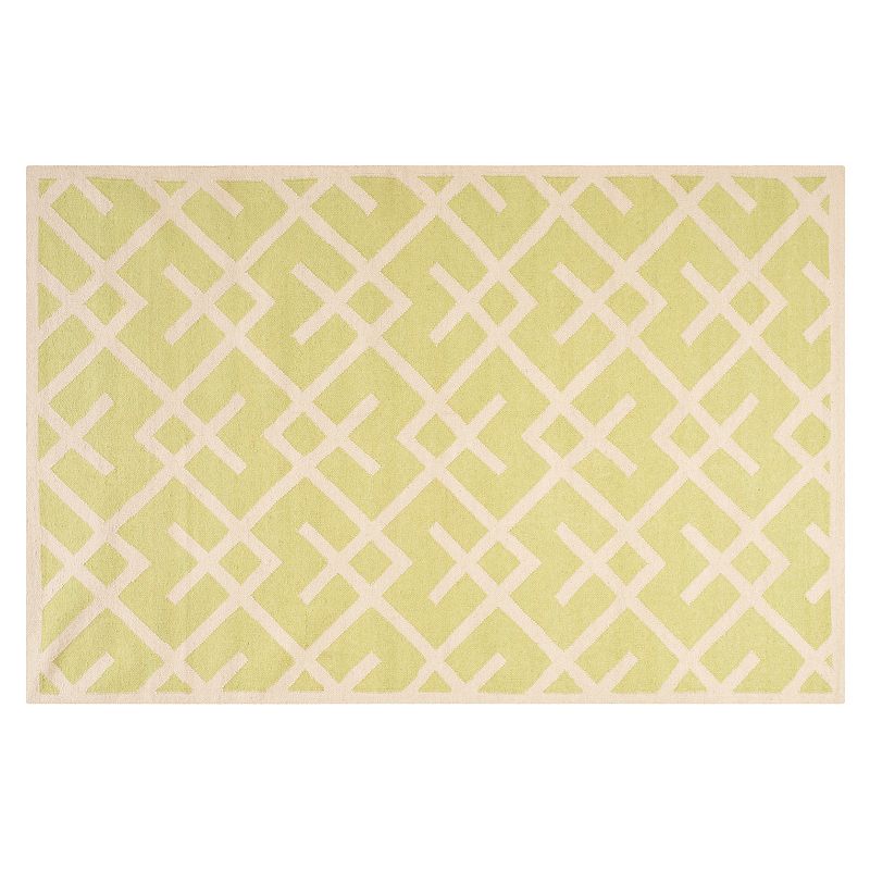 Safavieh Dhurries Broken Lattice Handwoven Flatweave Wool Rug, Lt Green, 8X10 Ft