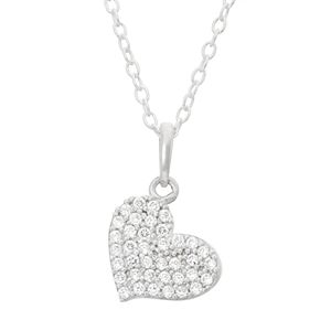 Junior Jewels Kids' Sterling Silver Cubic Zirconia Heart Pendant