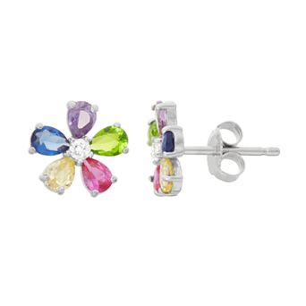 Junior Jewels Kids' Sterling Silver Cubic Zirconia Flower Stud Earrings
