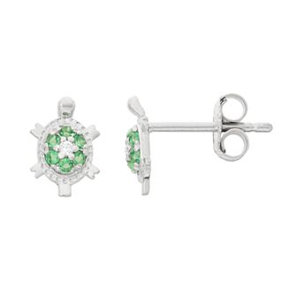 Junior Jewels Kids' Sterling Silver Cubic Zirconia Turtle Stud Earrings