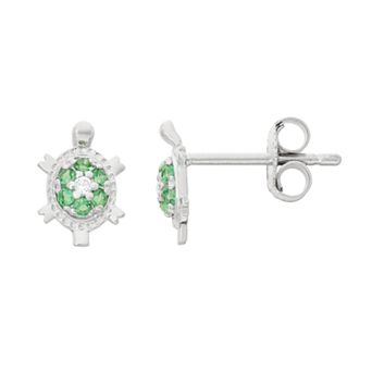 Junior Jewels Kids' Sterling Silver Cubic Zirconia Turtle Stud Earrings