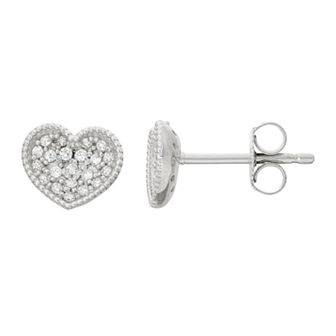 Junior Jewels Kids' Sterling Silver Cubic Zirconia Heart Stud Earrings