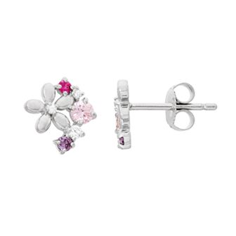 Junior Jewels Kids' Sterling Silver Cubic Zirconia Flower Stud Earrings