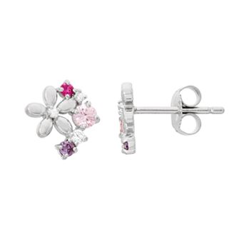 Junior Jewels Kids' Sterling Silver Cubic Zirconia Flower Stud Earrings