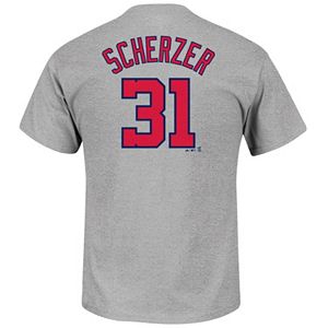 Men's Majestic Washington Nationals Max Scherzer Player Name and Number Tee