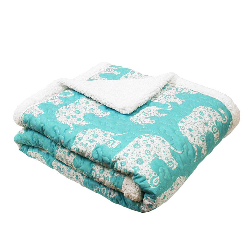 Lush Decor Elephant Parade Throw, Turquoise/Blue