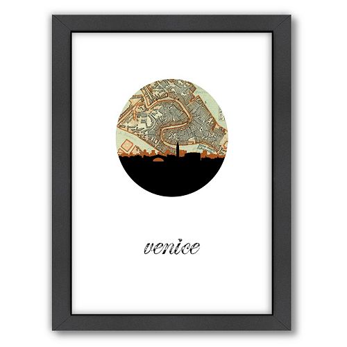 Americanflat Venice Map Skyline Framed Wall Art