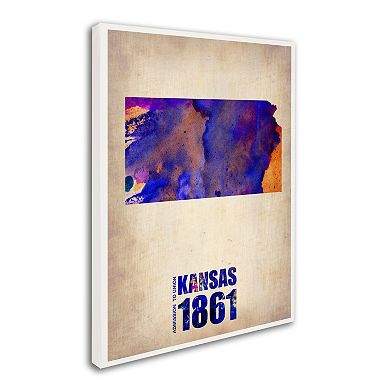Trademark Fine Art Watercolor State & Date Canvas Wall Art